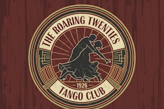 do classic vintage tango dance studio, club event logo