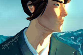 draw a 2d illustration of your human or humanoid character