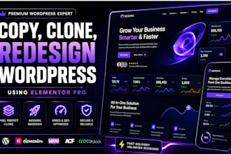 copy, clone,redesign wordpress website using elementor pro