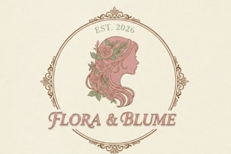design premium feminine vintage logo with silhouette style