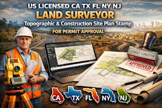 us licensed land surveyor, topographic and construction site plan stamp permit
