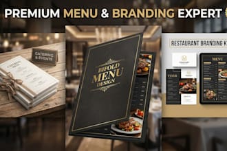 design a professional bifold menu, catering menu or cafe menu