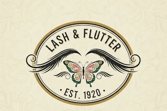 design a vintage eyelash logo with classic beauty charm