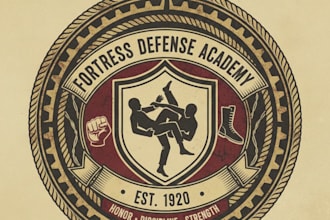 design a vintage self defense logo with classic retro style