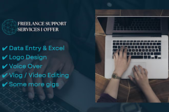 do data entry, voice over, logo design, vlog video editing, and some more gigs