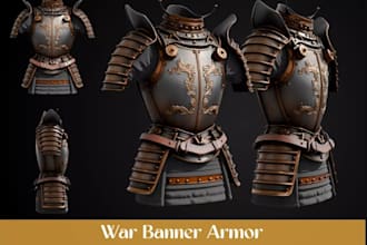 amazing 3d cosplay armor model, war mask warrior weapon for game and printing