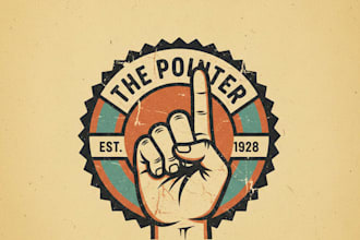 design a vintage finger logo with classic retro style