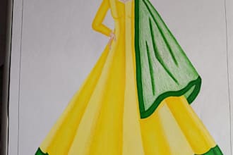 create professional fashion illustration and outfit sketches