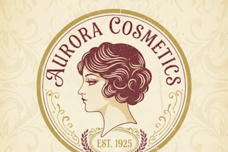 design a vintage makeup brand logo with classic retro elegance