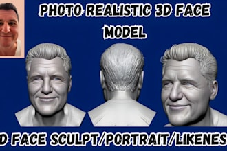 create custom realistic 3d head model face likeness from photo for 3d printing