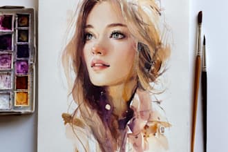 draw and paint an original watercolor portrait