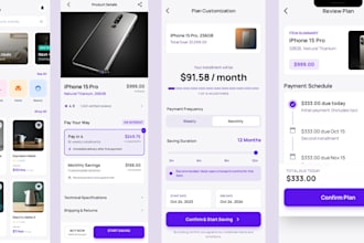 build ecommerce app, installment savings app, marketplace like klarna or cdcare