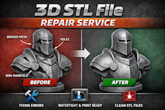 stl file repair, stl splitting, repair scanned stl file, convert stl files, edit