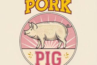 design a creative pork pig logo for your brand or business
