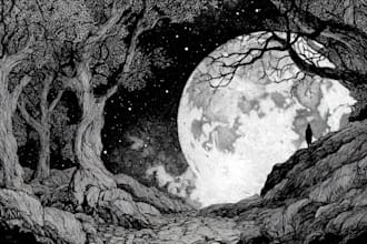 create dark art illustrations in pen and ink