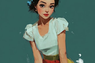 make a portrait in semi realism disney cartoon style