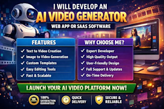 develop an ai video generator web app or saas software, ai web app