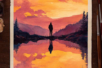 draw a watercolor landscape illustration