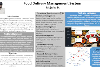 design and develop a food delivery management system using visual studio or sql