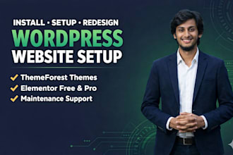 install wordpress, setup theme and provide maintenance