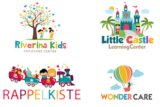 make modern daycare childcare school and kids logo