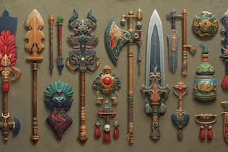 design creative concept art of weapons and items