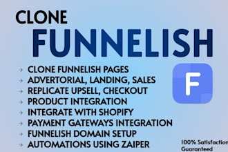clone advertorial, sales and checkout page on funnelish