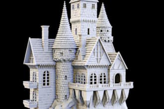 make 3d necropolis castle tower,3d fortress medieval terrain,zbrush,3d printing