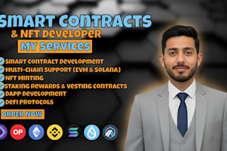 develop smart contracts, tokens, nfts and multichain solutions