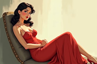draw your pin up girl in a retro style or retro pinup