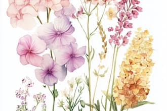 line art illustrations, botanical flowers, plants