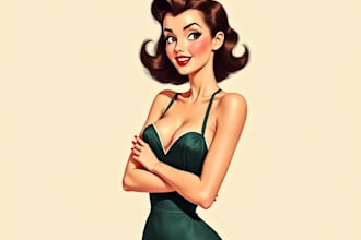 draw your pin up girl in a retro style or retro pinup
