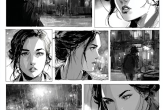 illustrate comic book graphic novel storyboard