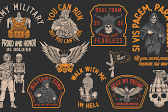 create skull, military, defense, tactical,  tshirt design