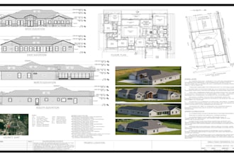 architecture 2d floor plan, elevation, section, roof, site plan for city permit