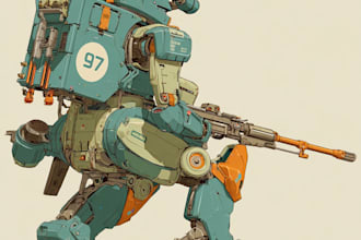 draw a mecha robot art and illustration