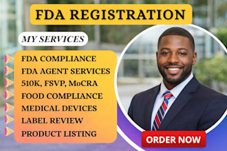 do fda registration, fda compliance, US agent, product listing