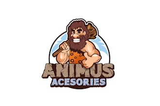 create graceful and fantastic caveman logo design
