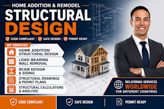 create permit ready structural design for home additions, beams and wall removal