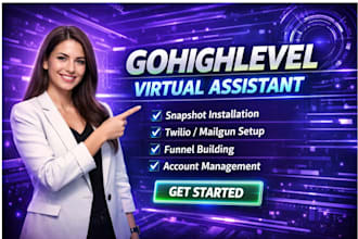 be your gohighlevel virtual assistant for workflow, automations and sales funnel