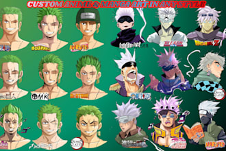 draw anime or manga characters in any anime art style you want like naruto, jjk