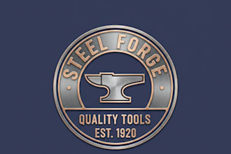 design a vintage steel brand logo with strong industrial heritage