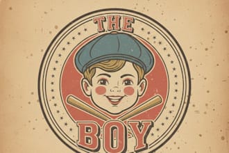 design a vintage boy logo with classic retro charm