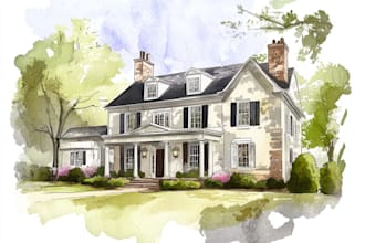 unique style watercolor house portrait