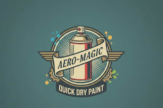 design a vintage spray can logo with bold retro style