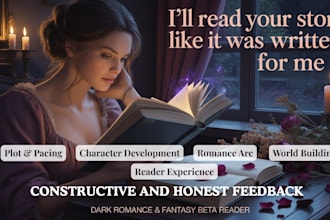 beta read or critique dark romance, beta reader fantasy, romance beta reader