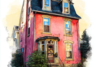 create house and building photo into watercolor art
