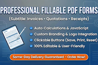 design professional editable fillable PDF forms, invoices, quotations, receipt
