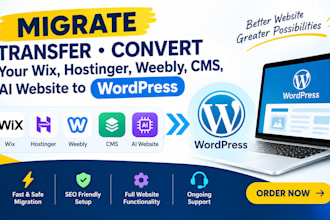 migrate wix or weebly to wordpress and set up hostinger hosting