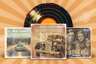 design a vintage album cover with a retro aesthetic